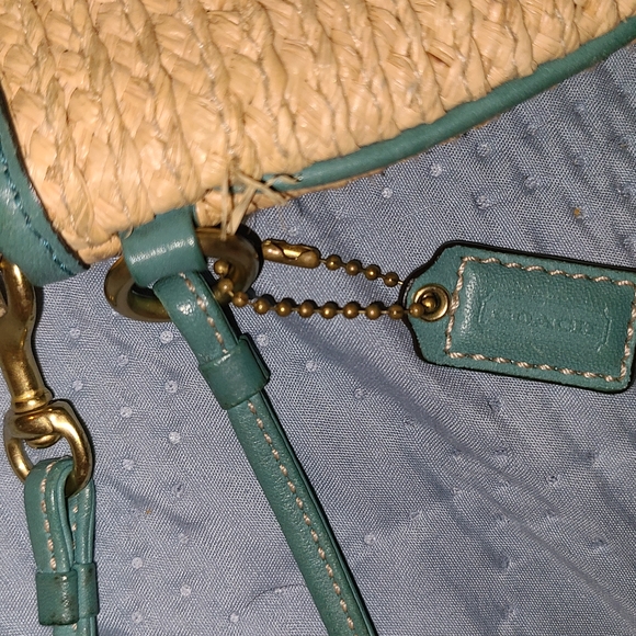 Coach Blue and Tan Mini Bag with Floral Embellishment - Picture 5 of 5
